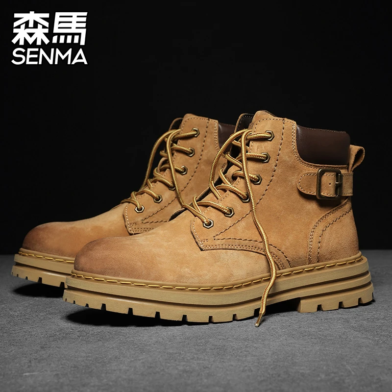 SENMA/森马大黄靴马丁靴男款2025秋季新款高帮厚底英伦工装靴子男