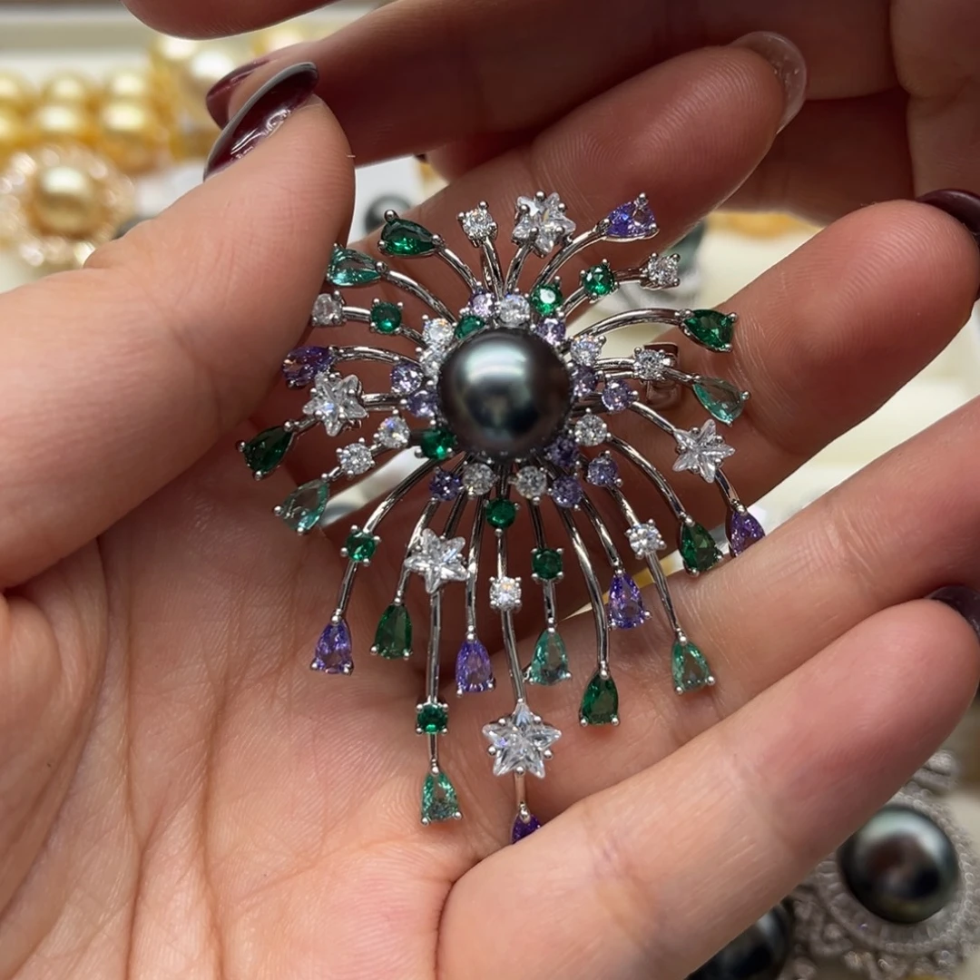 合金海水珍珠胸针