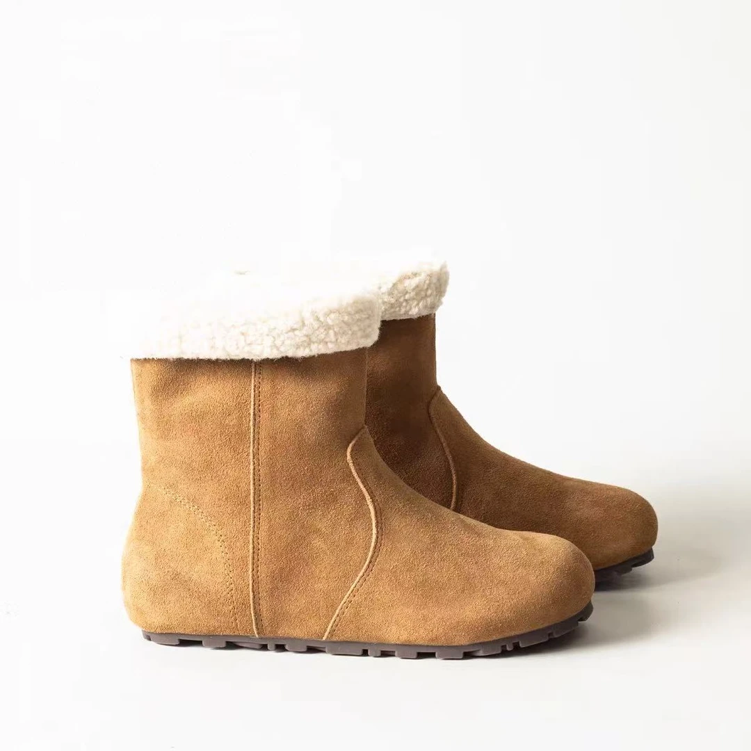 2025秋冬棉里4CM【牛皮勃肯中筒靴雪中筒勃肯中筒雪地靴