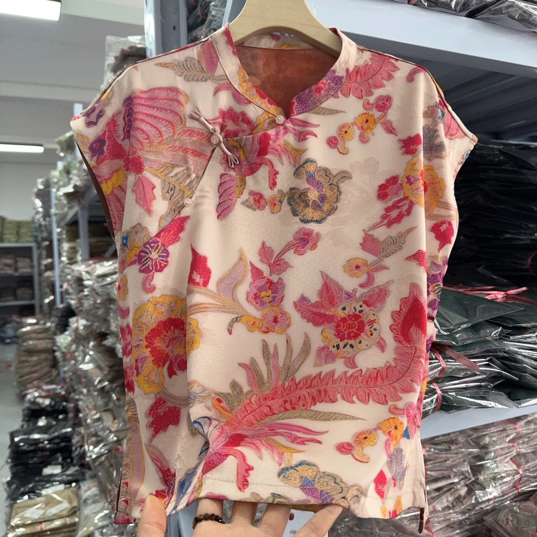 8005 常规款气质复古时尚套头碎花提花上衣