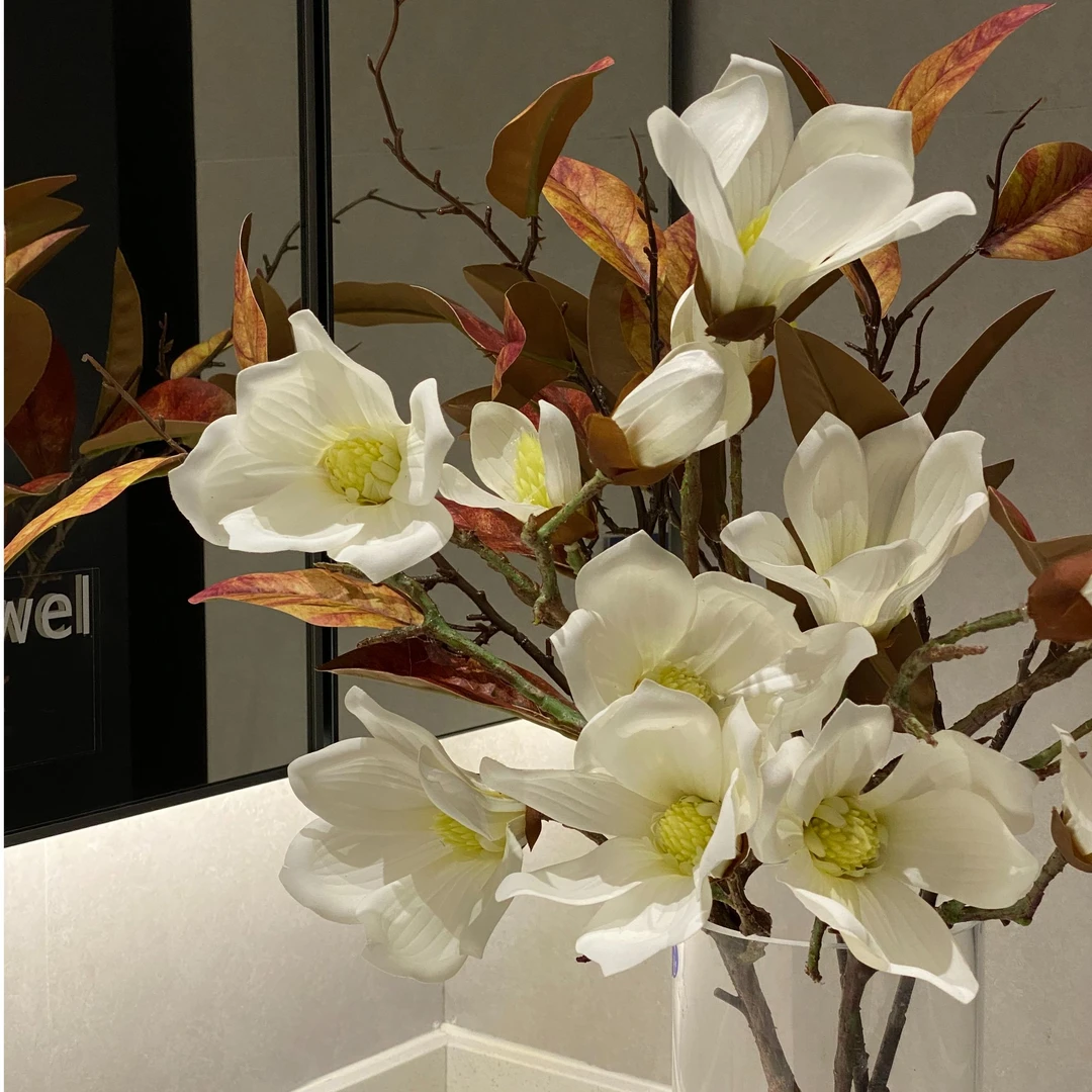 白玉兰花 手感保湿 叶子也是手感  高端 假花仿真花