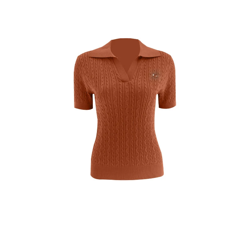 【小灵狐】莱赛尔弹力舒适绞花刺绣肌理感短袖T恤6S12S15206