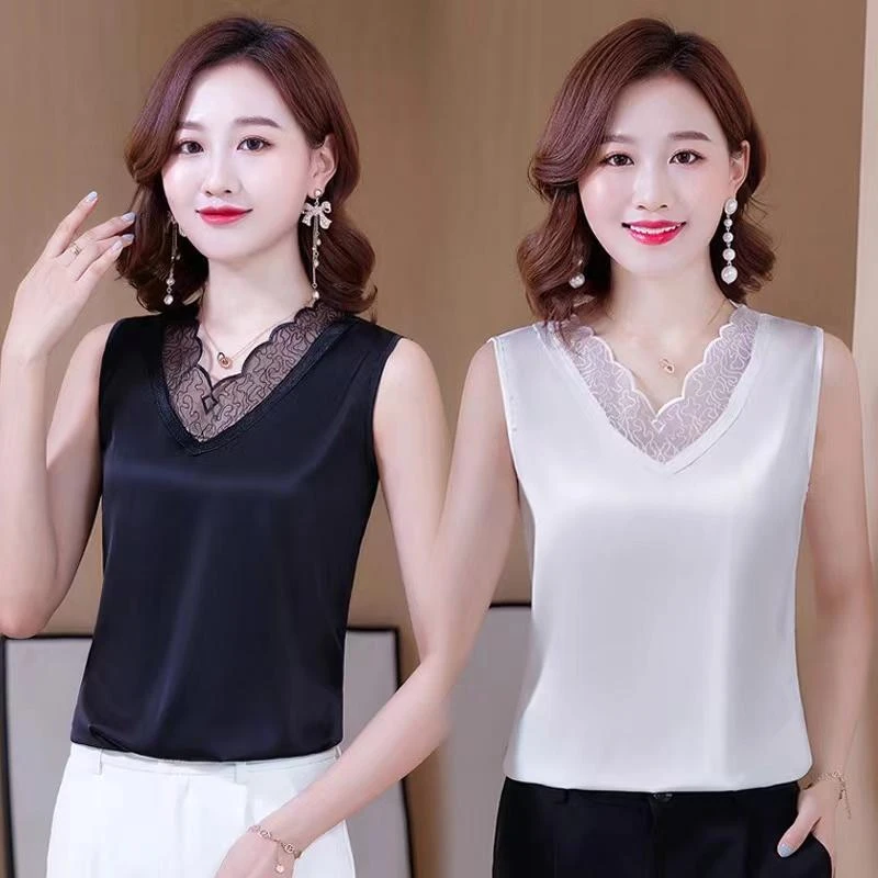 【正版品质】背心吊带蕾丝内搭缎面春秋夏冬上衣百搭纯色打底衫宽松