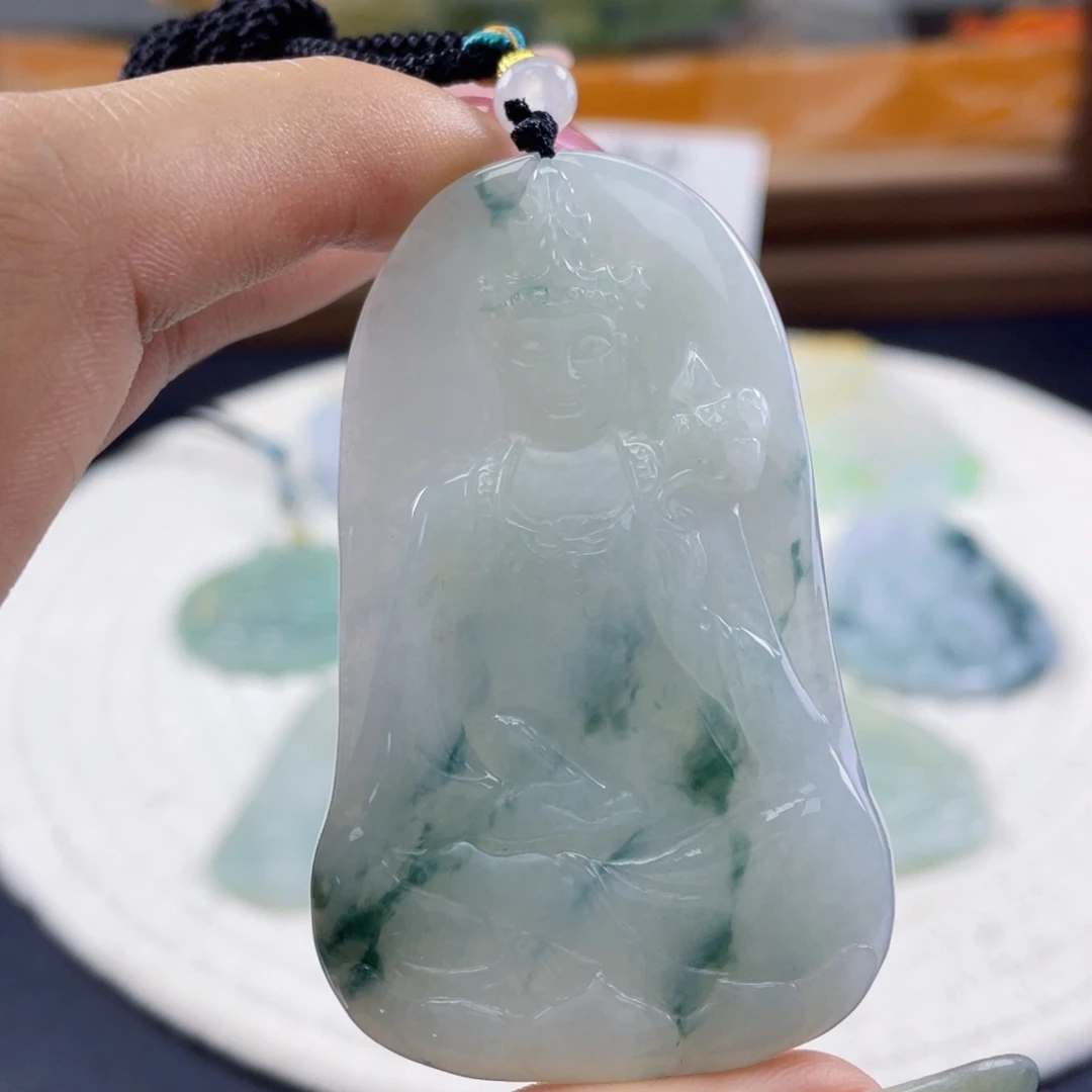 翡翠裸石天然翡翠飘花观音