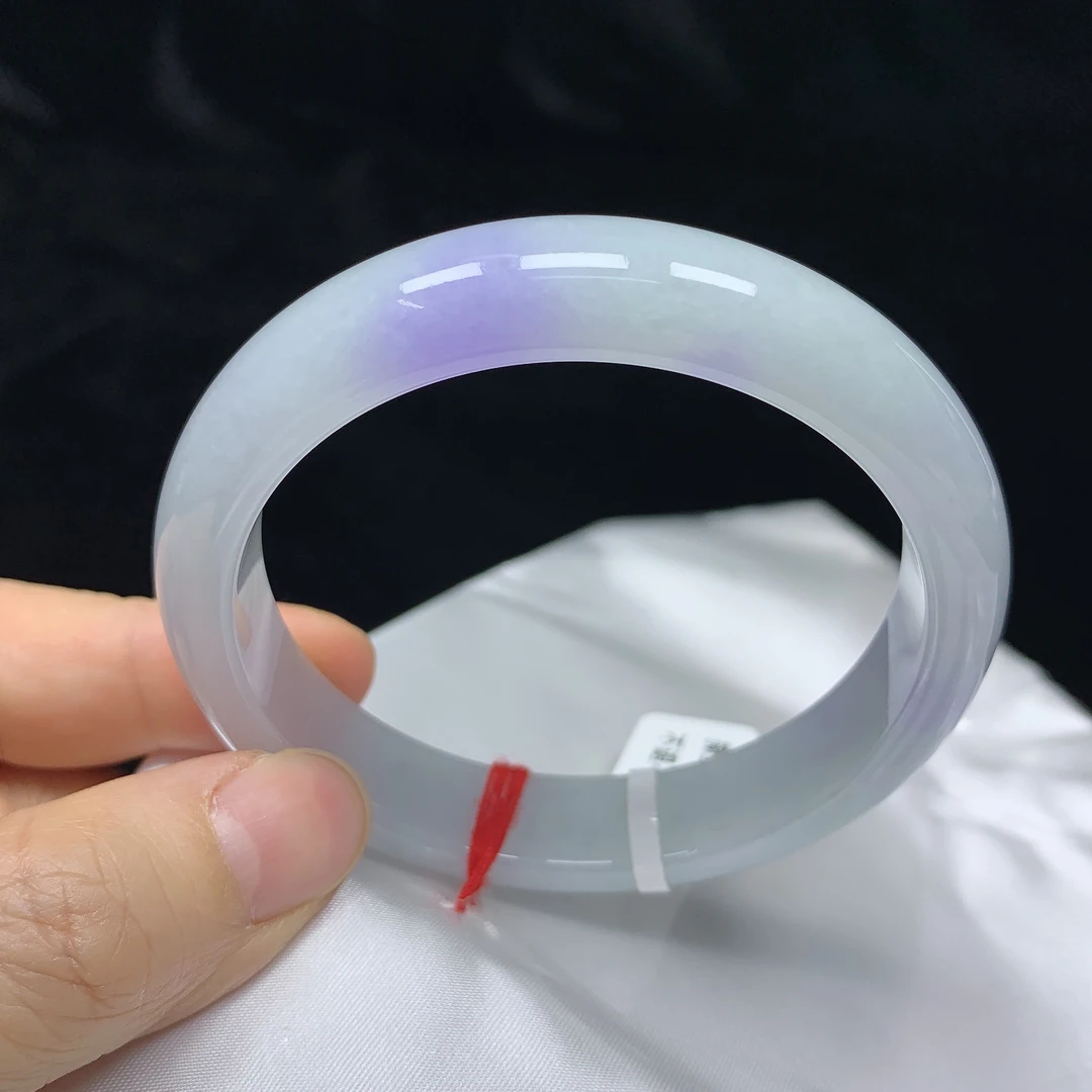 59圈春彩冰润缅甸天然翡翠A货正圈手镯女款时尚百搭玉镯无裂