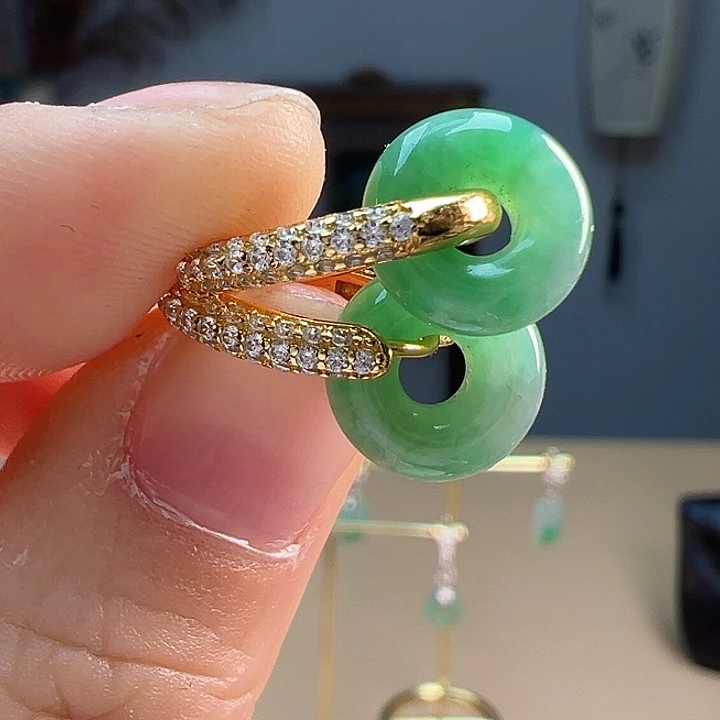 翡翠耳饰银S925镶嵌耳饰