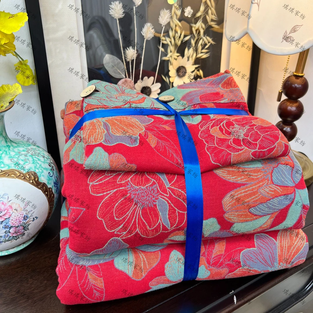 （视频同款）轻奢复古双层纱四件套--风华绝代红-10