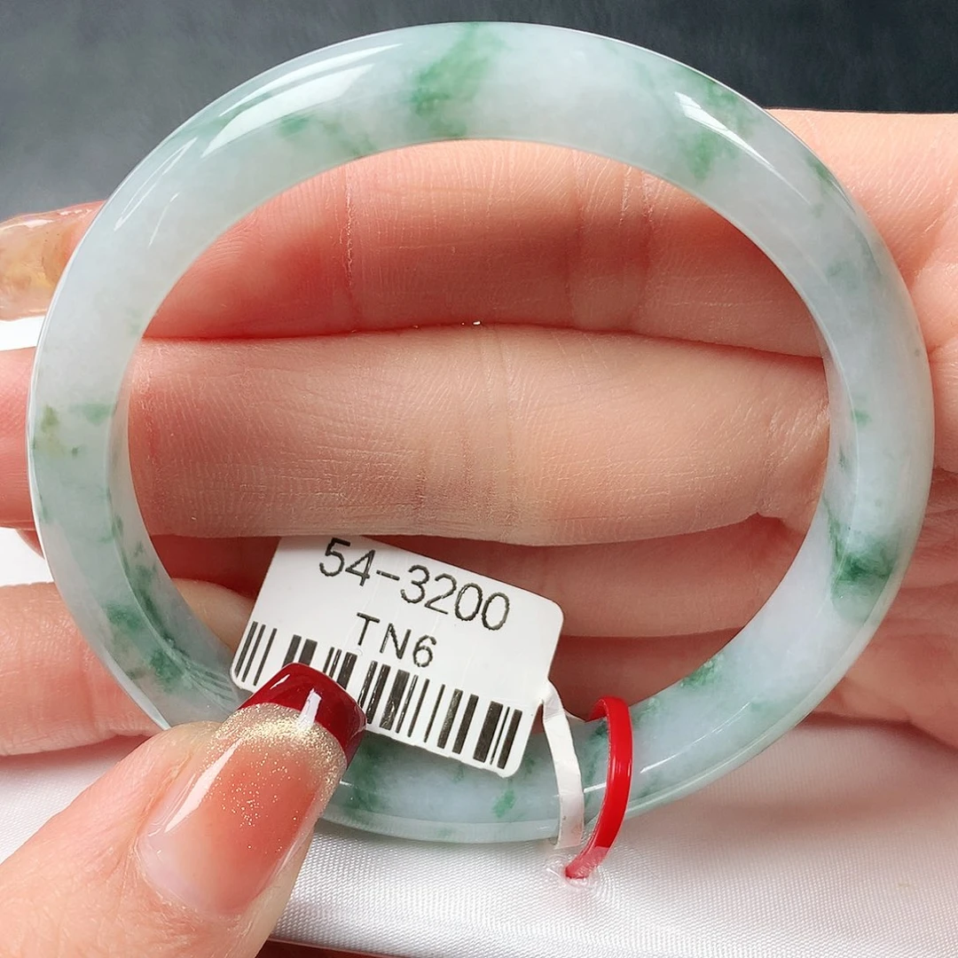 翡翠手镯未镶嵌冰飘蓝花正圈54圈口 45号