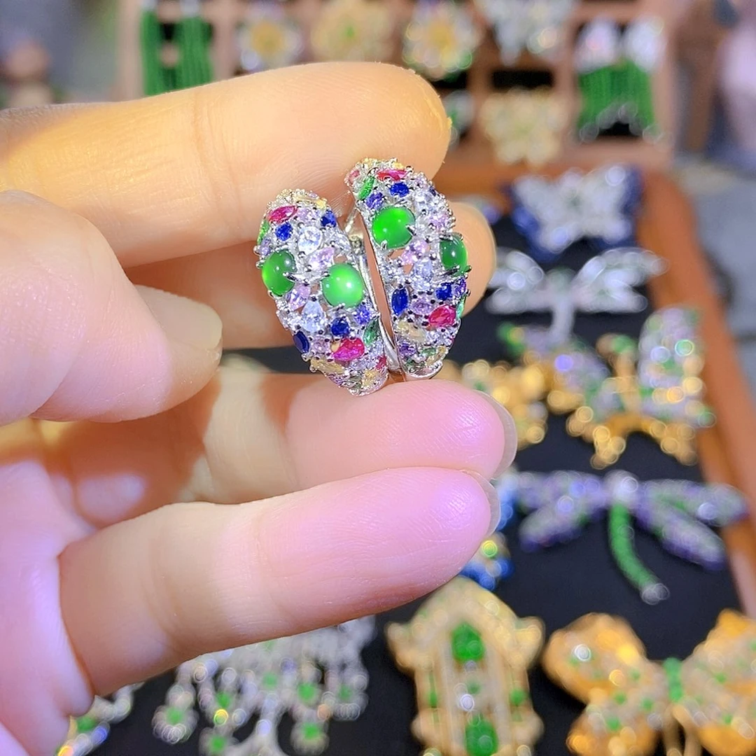 吊坠(不含链)银S925镶嵌翡翠