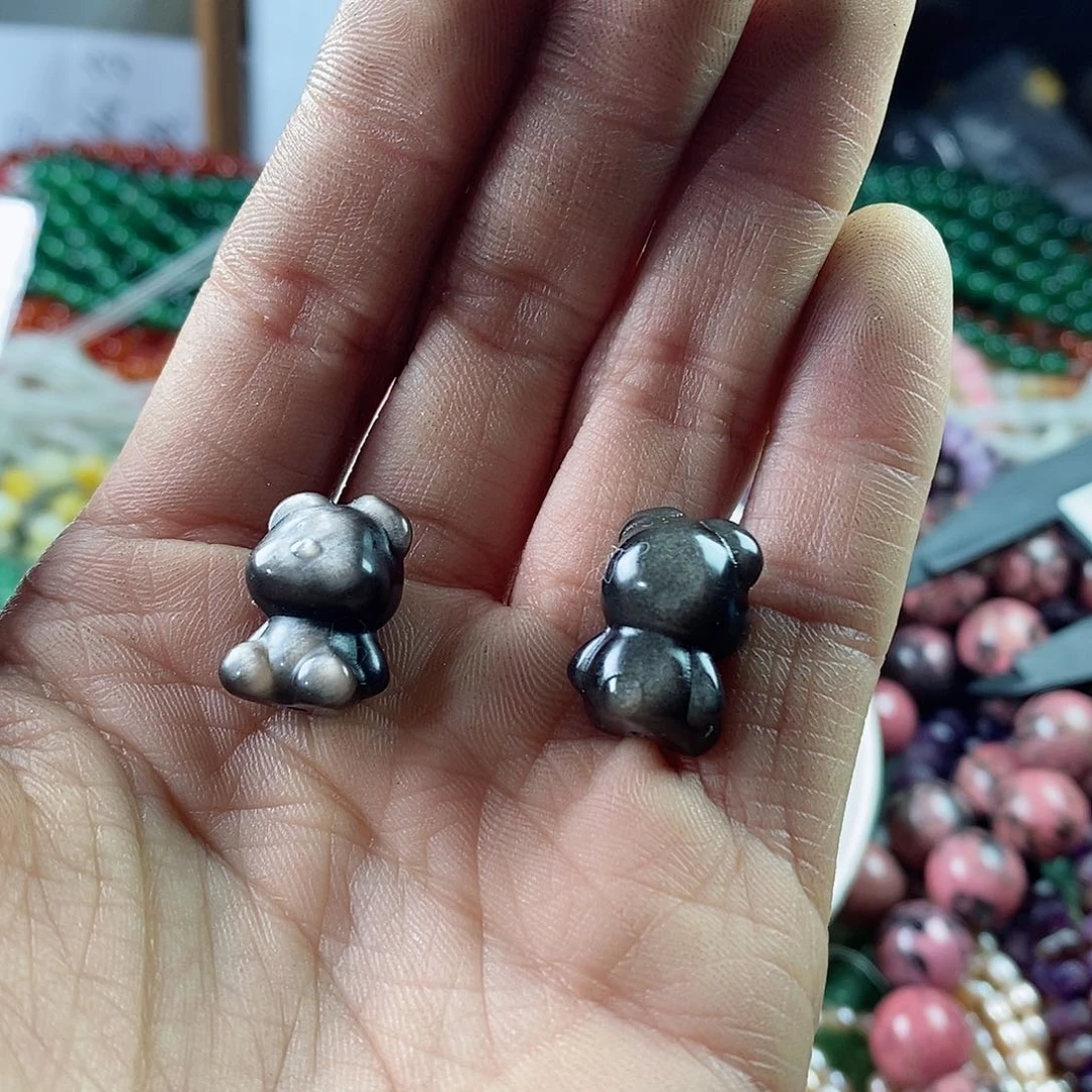 玛瑙/玉髓珠宝半成品合金一个天然13×18银耀熊A15