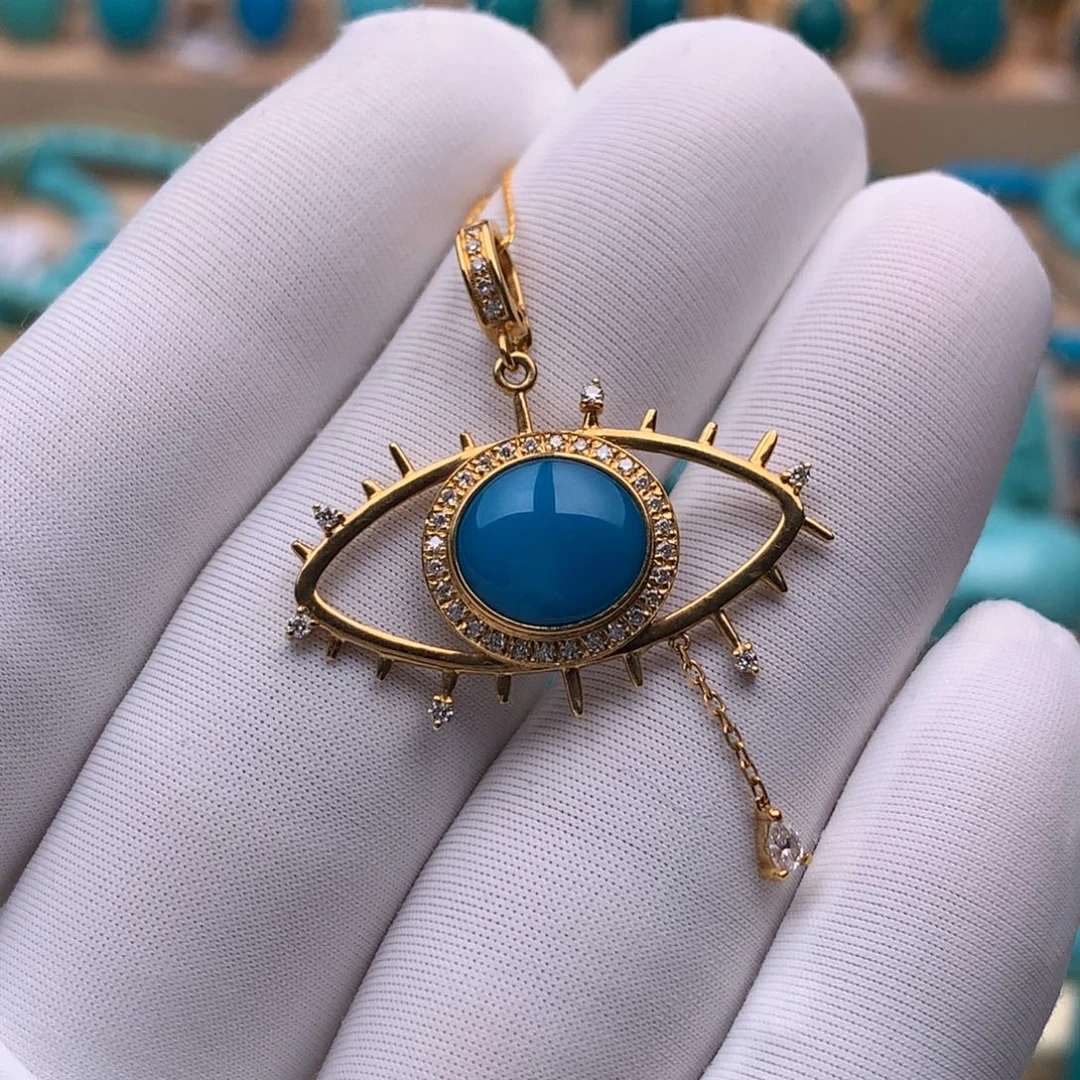 绿松石18K金镶嵌珠宝奇石