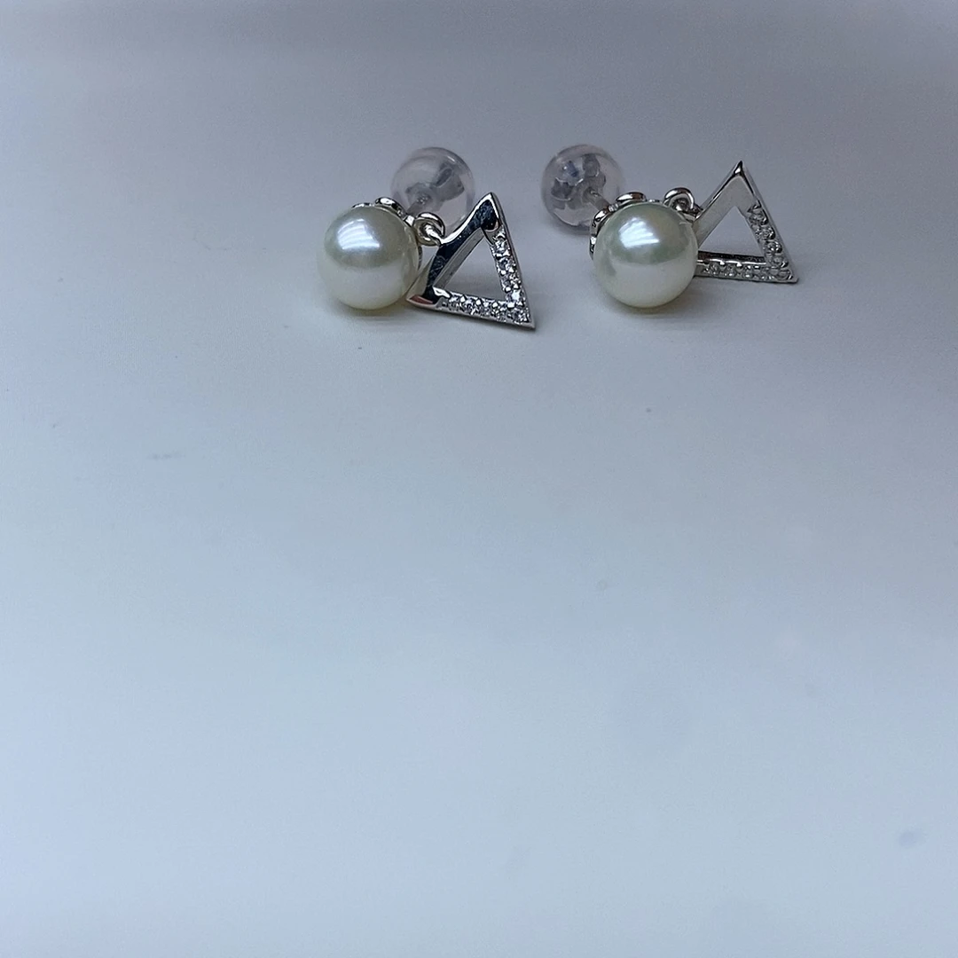 海水珍珠耳饰银S925镶嵌