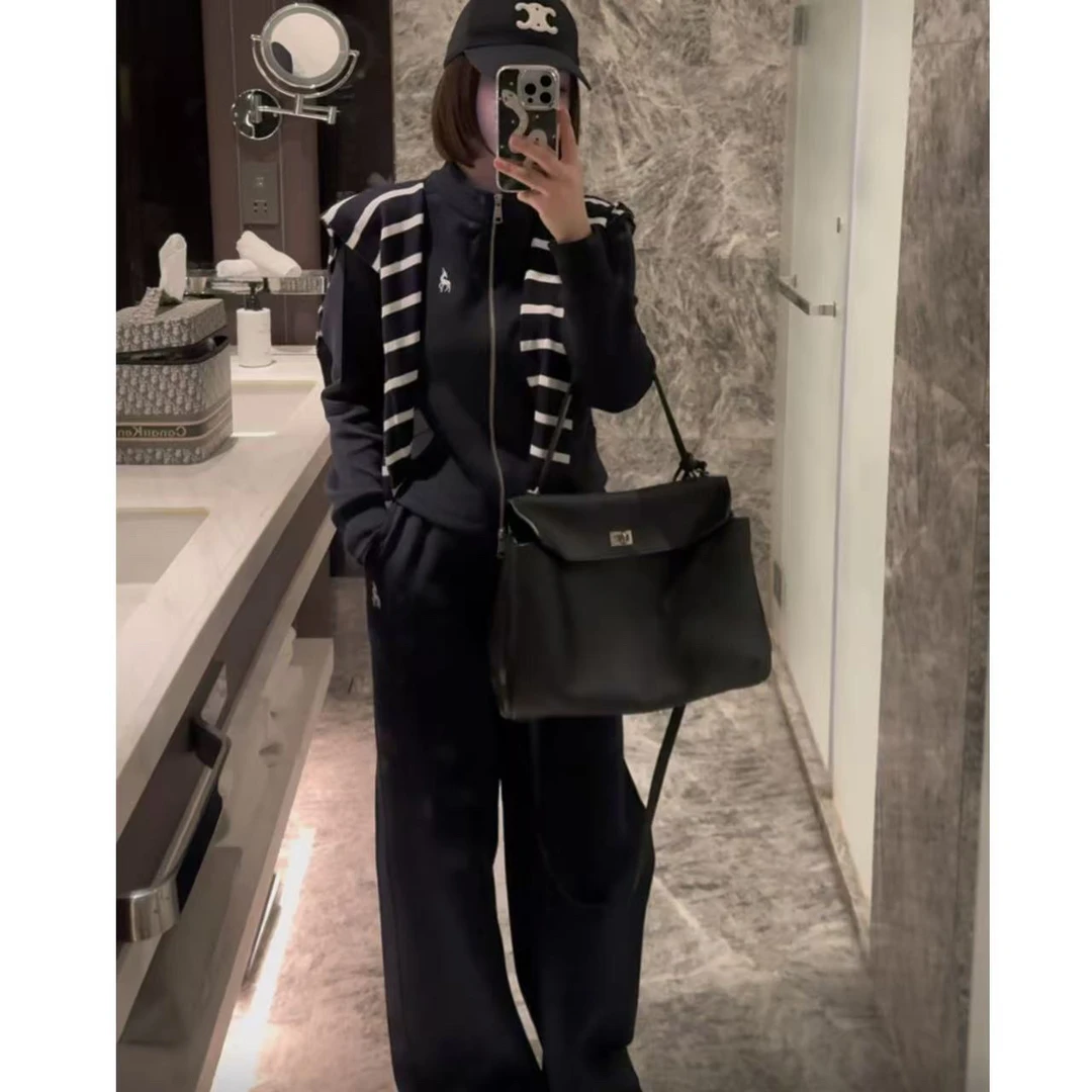 玳妮【慵懒随性】春季新款休闲气质刺绣三件套套装时尚网红百搭简约