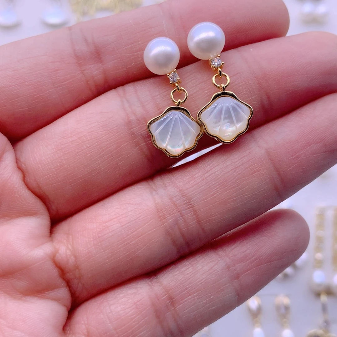 合金淡水珍珠耳饰