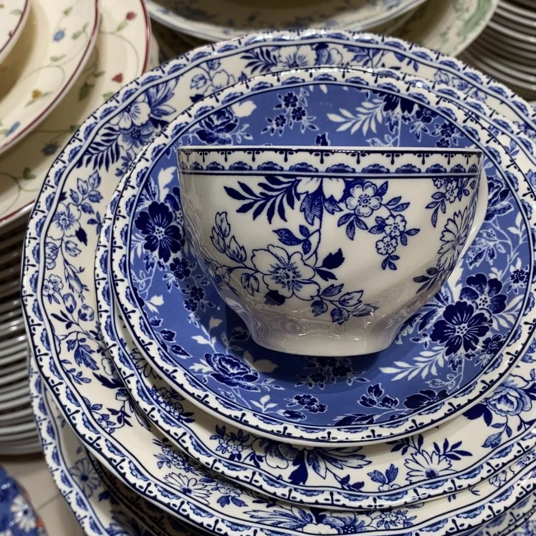 瓷微瑕青花咖啡杯套装