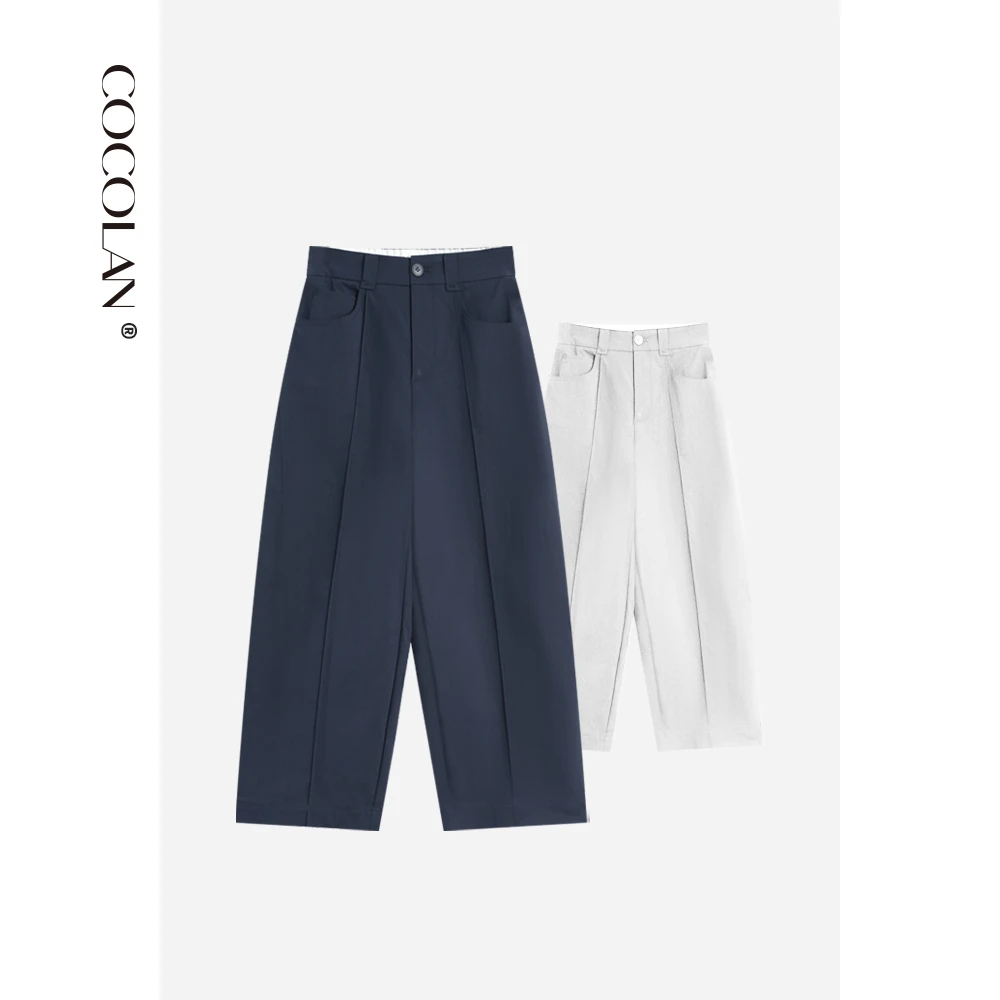 COCOLAN【风棉】夏季直筒九分休闲裤女CL3K7105