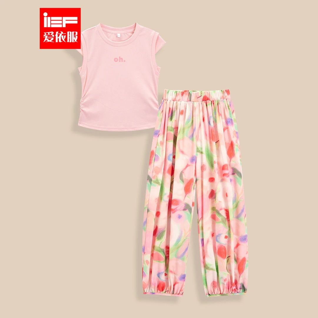 IEF【爱依服童装】2025夏季新款法式甜美洋气休闲风上下套裤