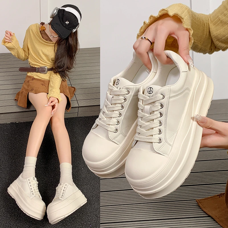 时尚厚底增高小白鞋2025年秋季新款百搭休闲鞋增高韩版女鞋ins