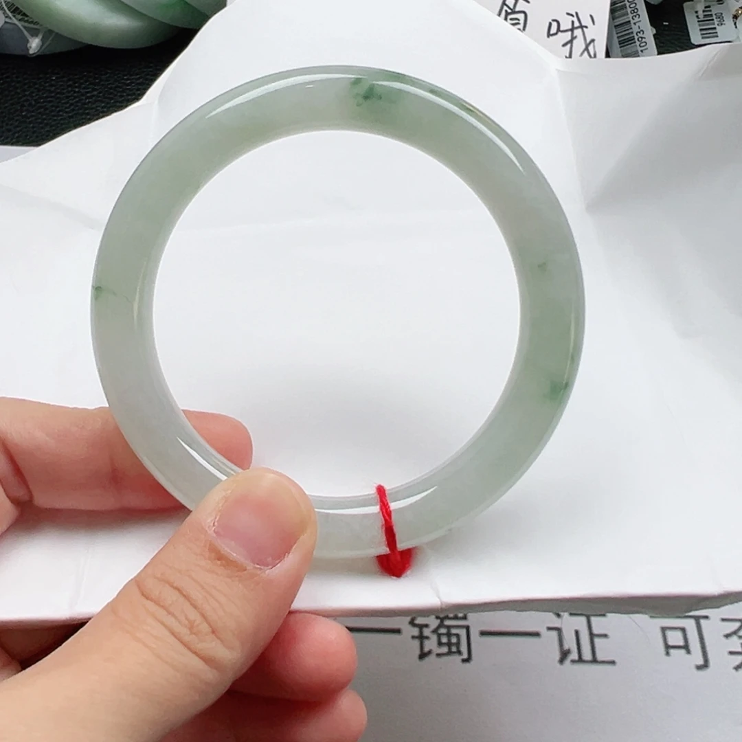 定制翡翠未镶嵌天然翡翠A货手镯天然翡翠A货 54.7圆条 飘花