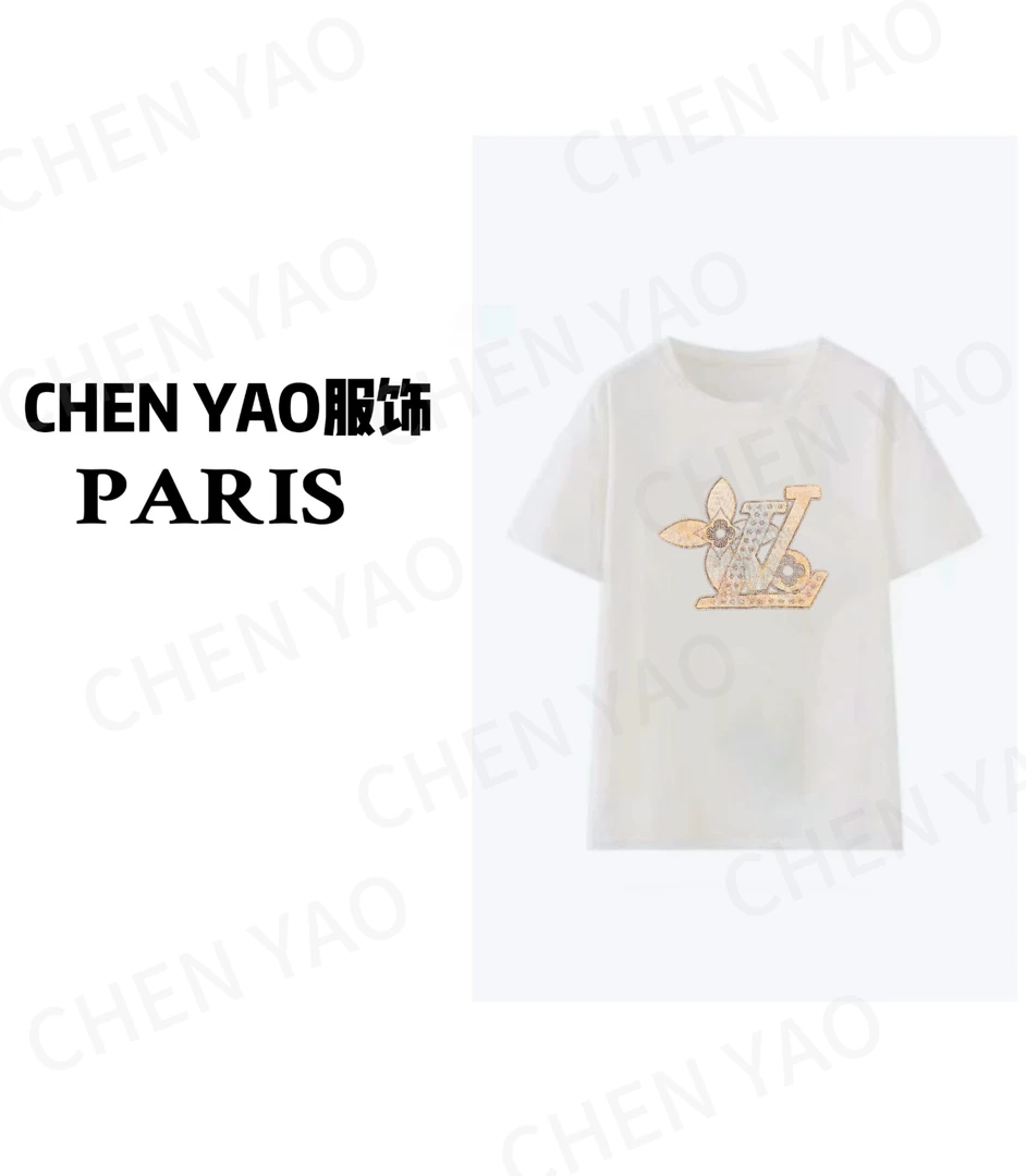 【闪钻老花】ss25年新款 重工水钻手工彩绘工艺 时尚高级短袖百搭