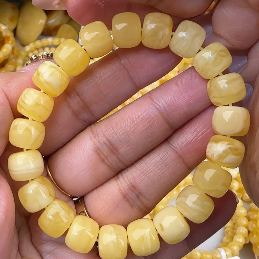 蜜蜡未镶嵌手链妖白花老型手串