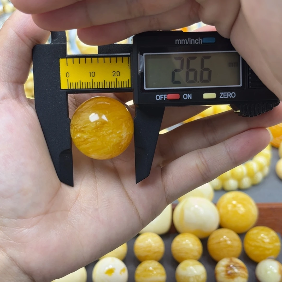 琥珀未镶嵌手串单珠圆珠