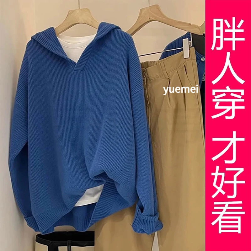 奥特莱斯秋冬克莱因蓝春秋韩系大码秋冬针织毛衣