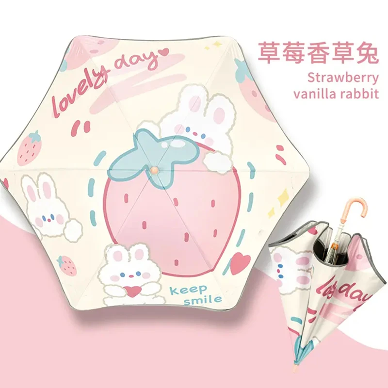 儿童雨伞长杆直柄伞幼儿园小学生上学专用遮阳伞安全圆角晴雨伞