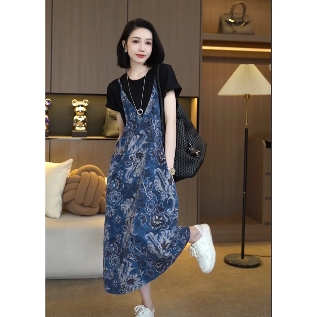欧颍昇洋气衣服女老钱风松弛感女装女式复古气质长短连衣裙子7283