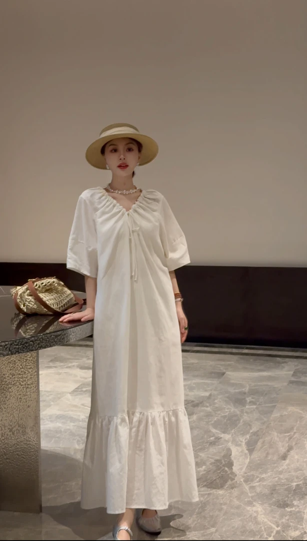 【夏日限定】高级法式浪漫显瘦遮肉棉麻连衣裙