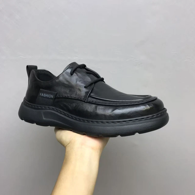 真皮男鞋高端商务时尚休闲鞋春秋新款透气百搭超轻男士皮鞋系带潮