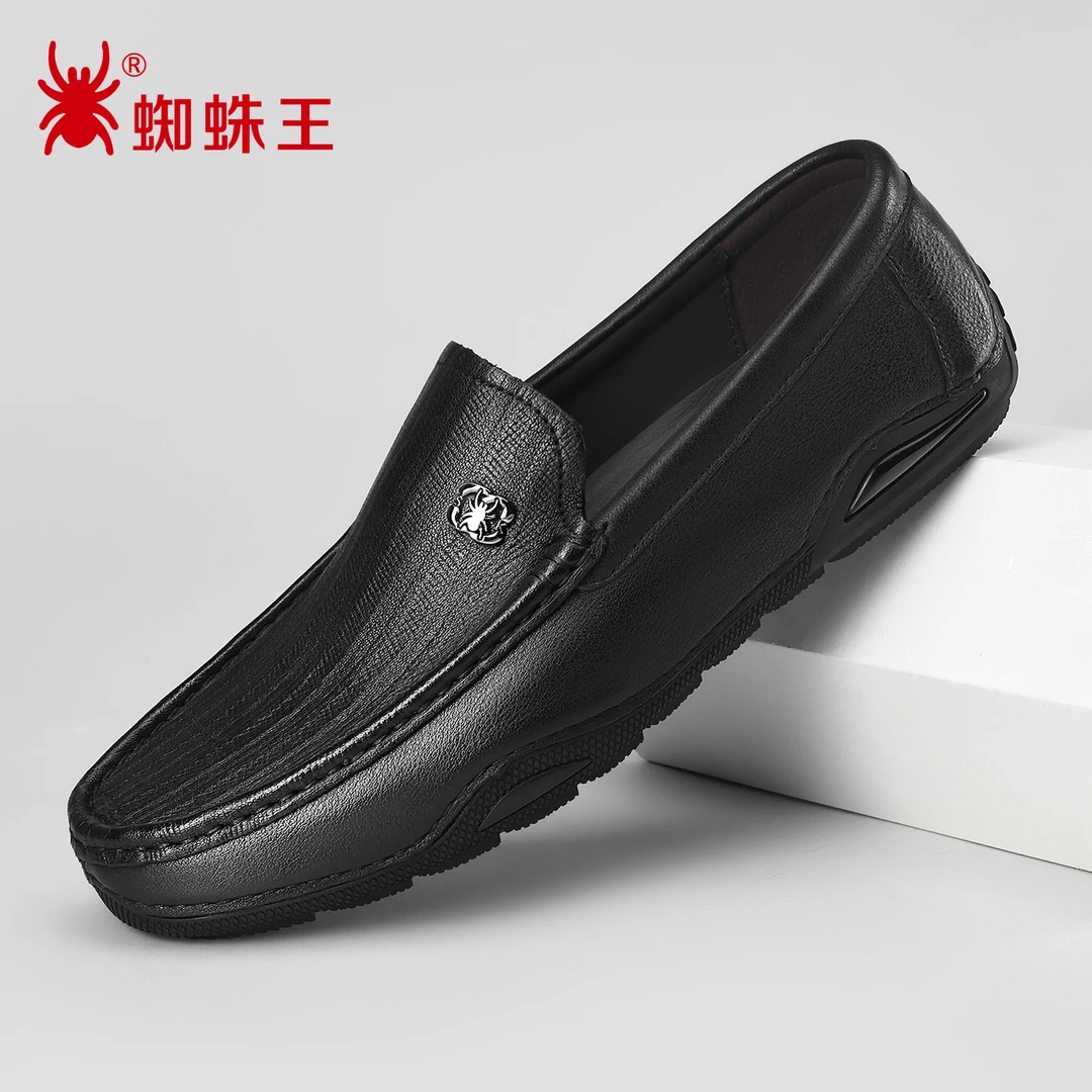 蜘蛛王男鞋2025正品高档真牛皮软底软面豆豆鞋休闲爸爸皮鞋315015