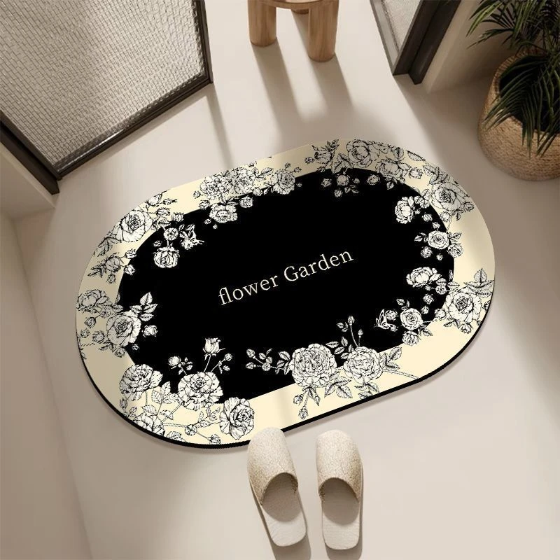 软硅藻泥垫子浴室吸水速干圆形脚垫高级感新款浴室吸水防滑垫