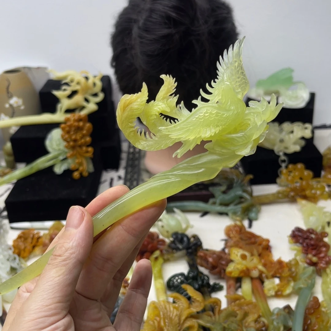 【闪购商品】蛇纹石玉未镶嵌发饰辣**应
