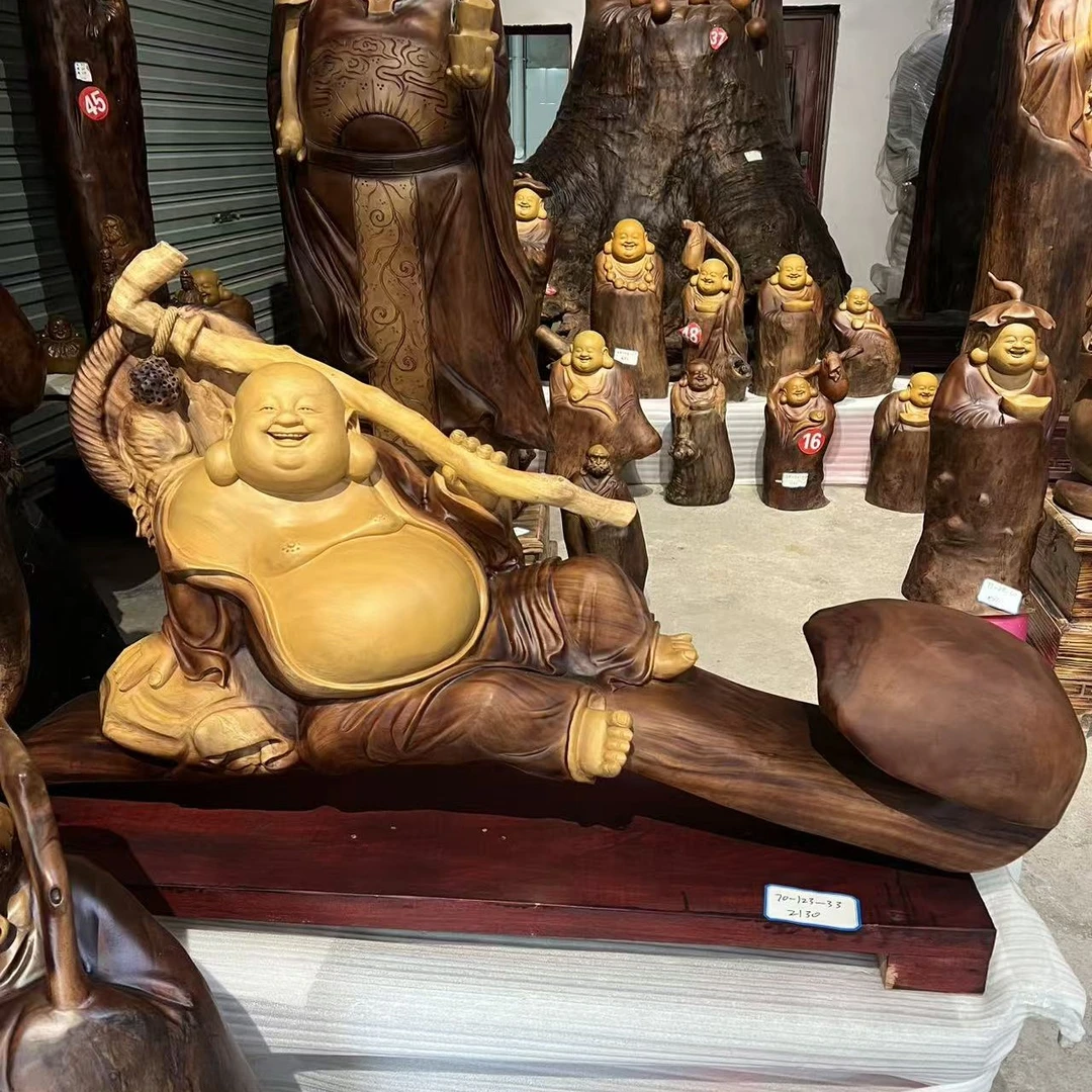 香樟木桌面摆件 弥勒（人生如意）高70公分，长1米23  厚33公分