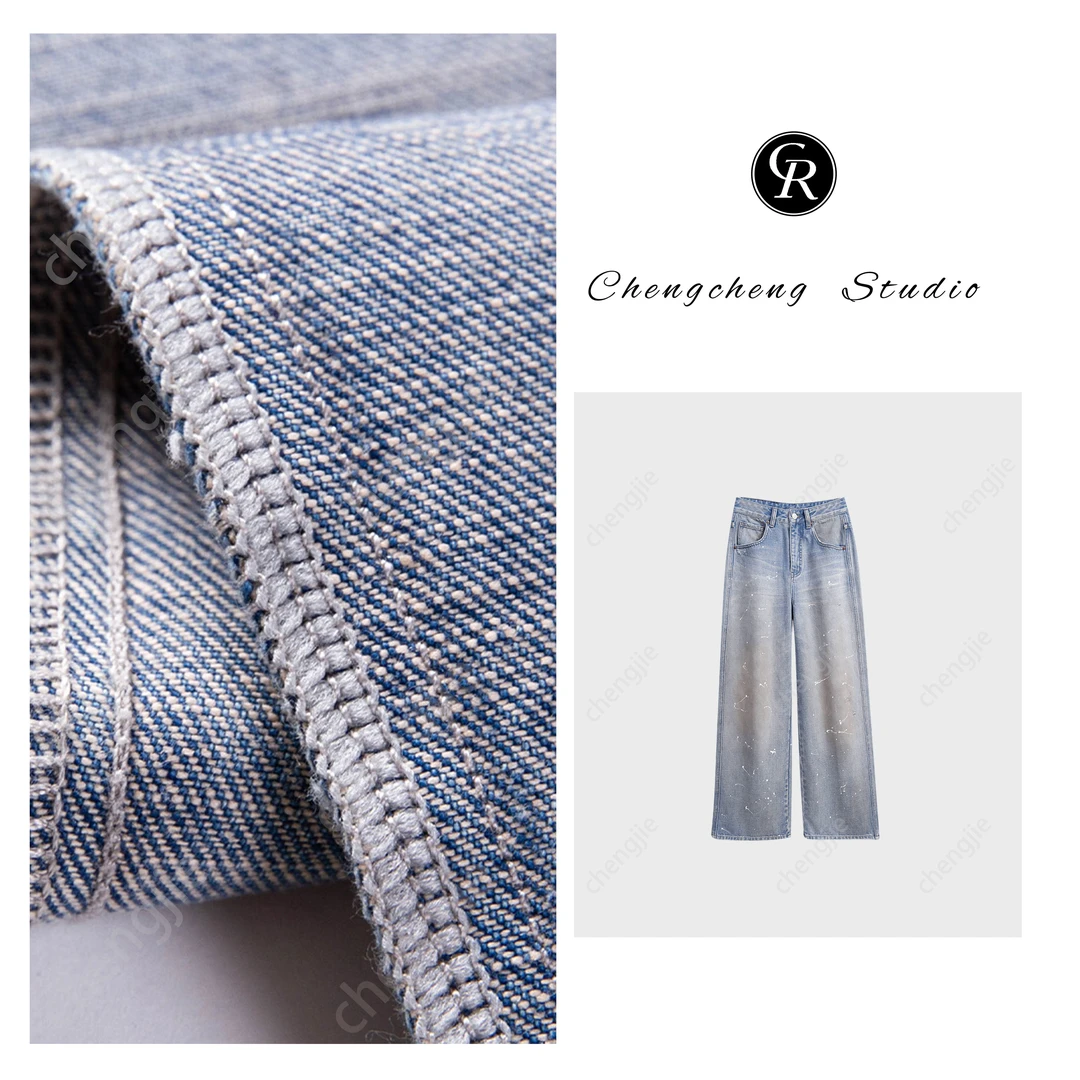 RAIN.CUN【油漆】2025春季新款时尚休闲百搭直筒牛仔裤女11508