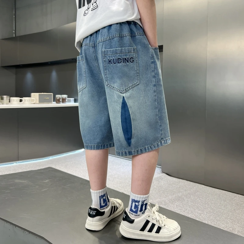 男童夏季薄款软牛仔短裤2025新款中大童宽松休闲中裤儿童百搭裤子