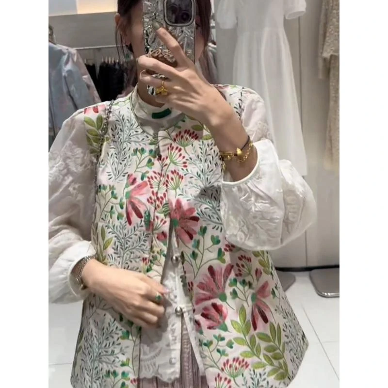 国风新中式马甲背心女外穿春秋新款马夹坎肩流行洋气上衣复古外套