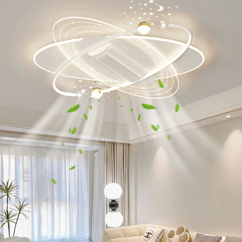 北欧风新款无叶风扇灯简约大气客厅灯单独书房间主卧室餐厅吸顶灯