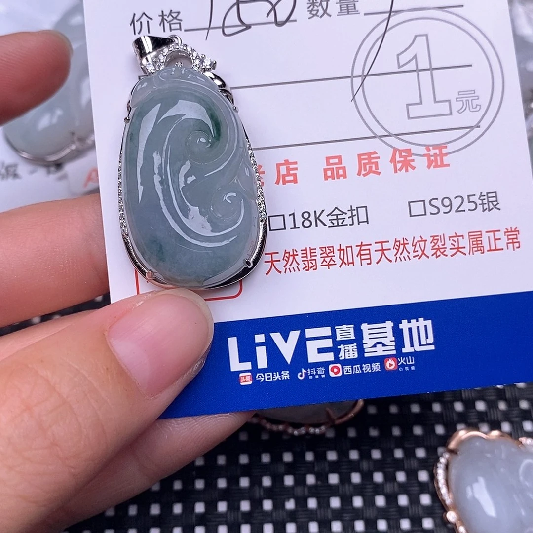 Q***g翡翠银S925镶嵌颈饰