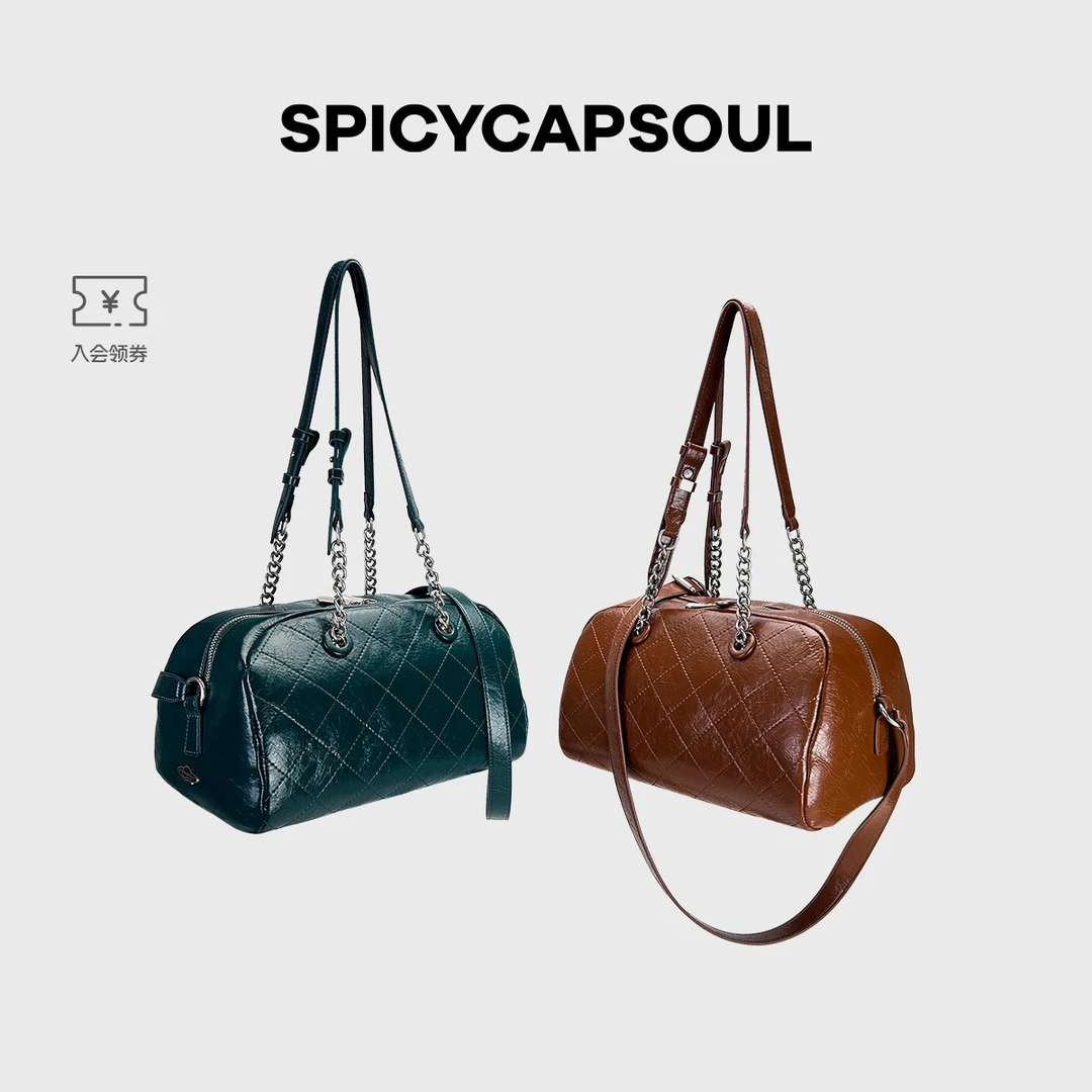 【爱丁堡】SpicyCapSoul原创轻奢小众中古风腋下单肩包波士顿斜挎包