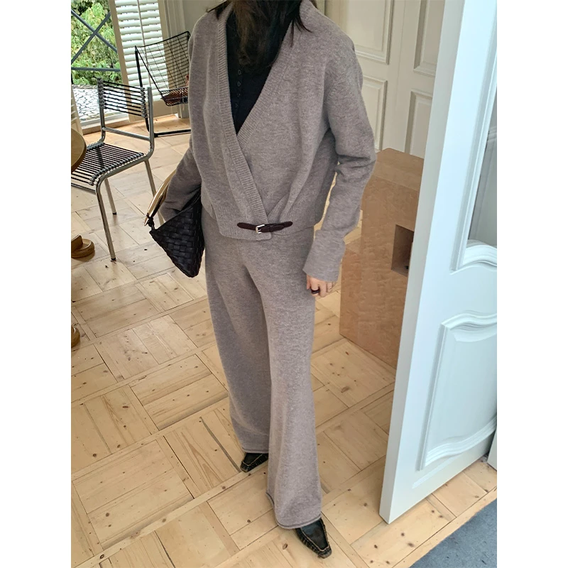 【ALONE SAVOR】时尚工匠100绵羊毛针织休闲长裤秋冬宽松直筒裤W137