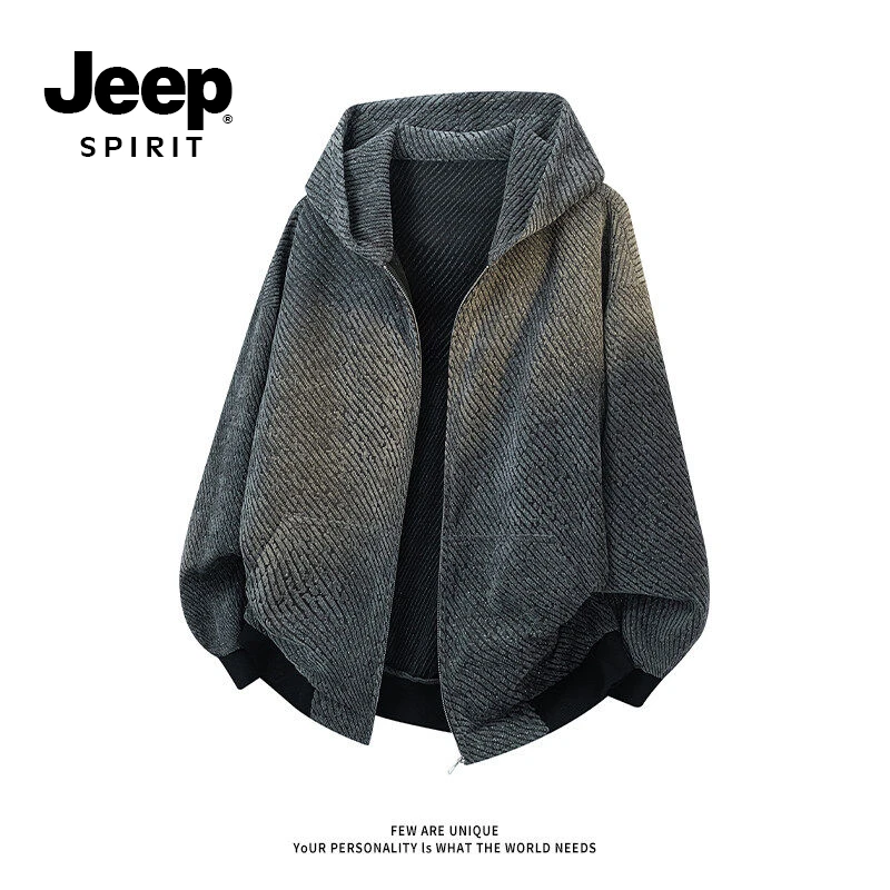 JEEPSPIRIT小香风cleanfit针织条纹卫衣外套男款秋美式复古