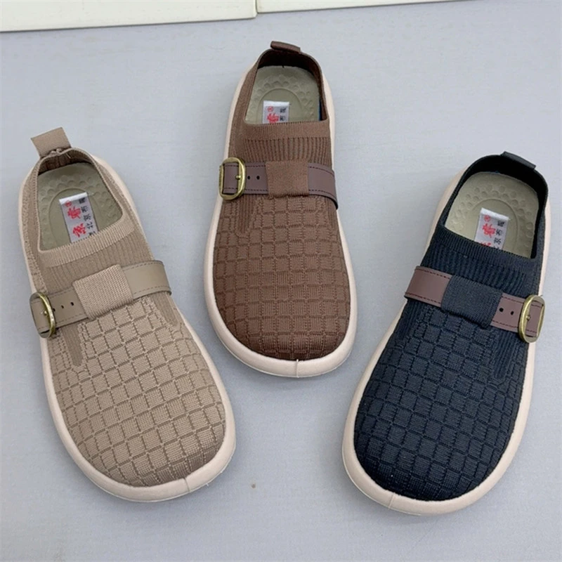 一脚蹬懒人鞋老北京布鞋女新款飞织透气勃肯鞋软底防滑舒适妈妈鞋