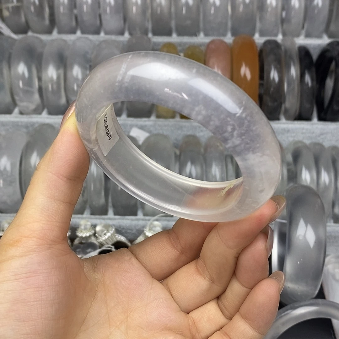 石英质玉未镶嵌手镯57.7胶润雪花包容雪线3470