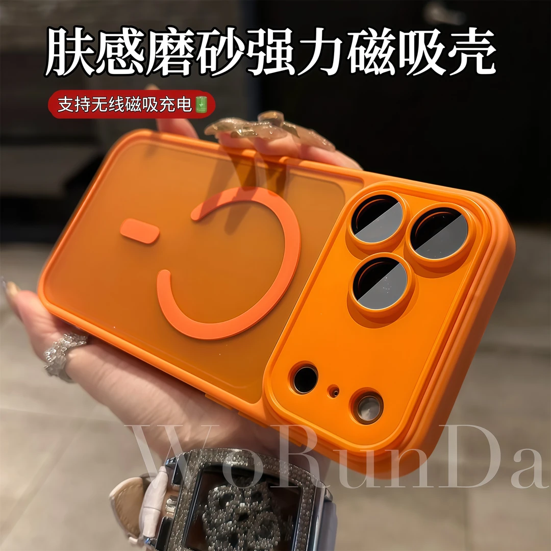 110适用苹果17Promax肤感磨砂磁吸手机壳iPhone16/15/14带镜头膜