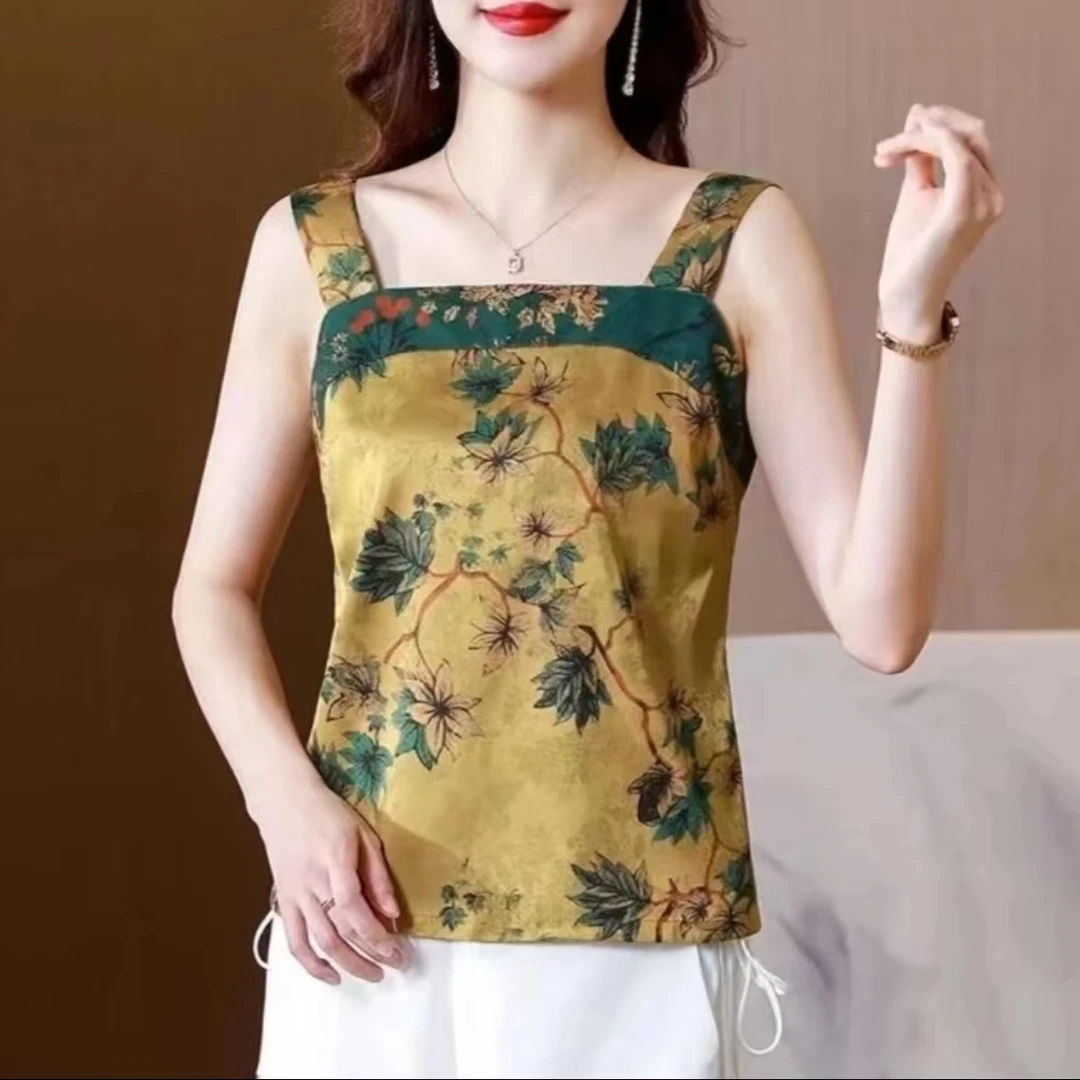 2025新款网红吊带时尚百搭洋气显瘦花萝提花外穿打底小背心女士