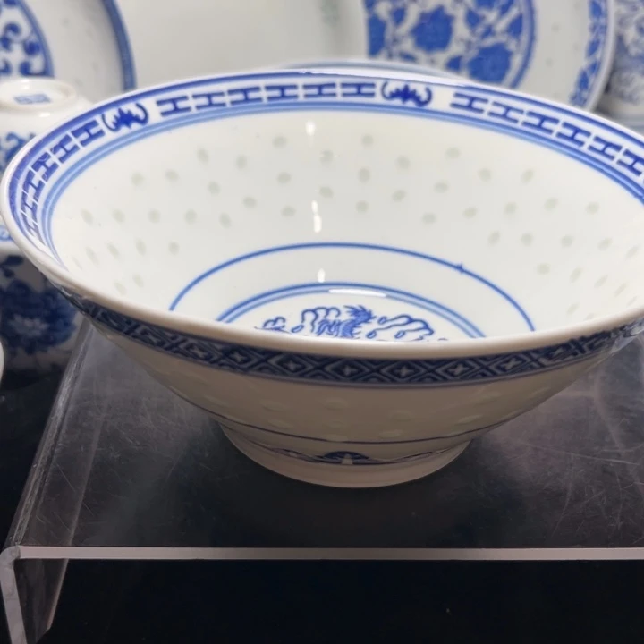 碗青花玲珑8寸斗笠面碗