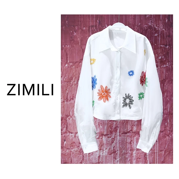 【亮哥女装】2025夏《云纱》轻薄透气珍珠白双层网纱刺绣时尚衬衫8126