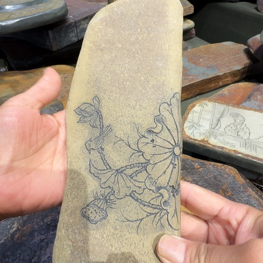 歙砚石刻小干泡茶扫
